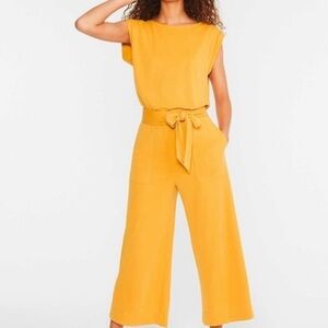 The Loft Lou & Grey yellow jumpsuit XL with pockets & belt